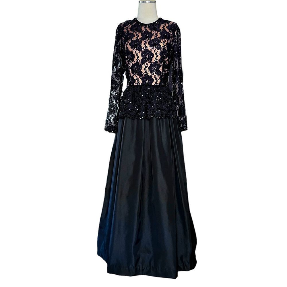Black Lace & Satin Maxi Dress - Elegant Evening Gown